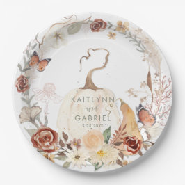 Wildblume Fall Floral Pumpkin Wasserfarbenhochzeit Pappteller