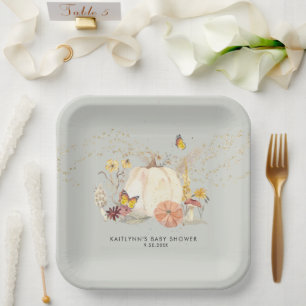 Wildblume Fall Pumpkin Mushrooms Kinderdusche Pappteller