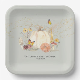 Wildblume Fall Pumpkin Mushrooms Kinderdusche Pappteller