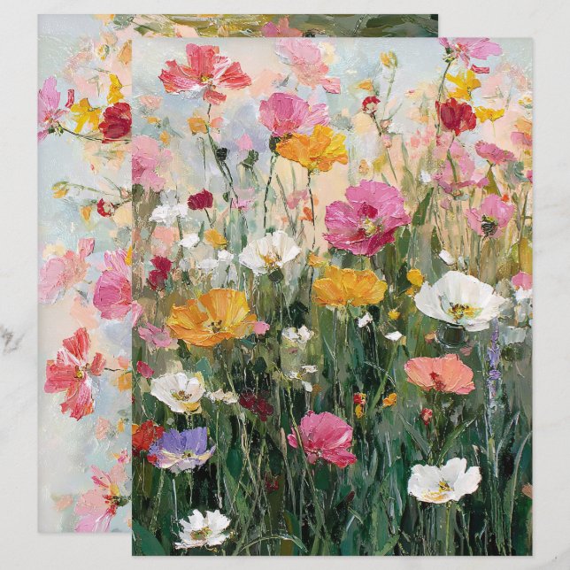 Wildblume farbiges Ölgemäldepapier (Vorne/Hinten)