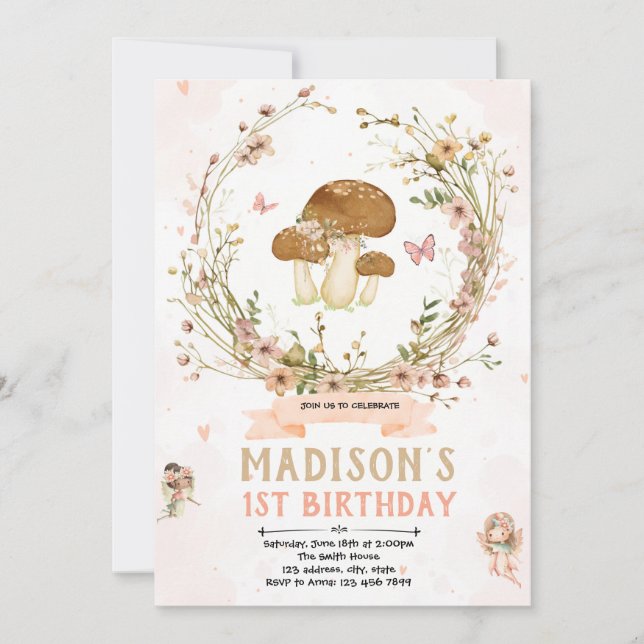 Wildblume Fee Party Einladung (Vorderseite)