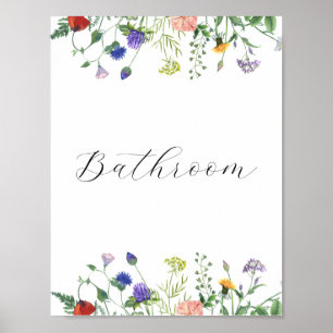 Wildblume Felder Badezimmer Zeichen Poster