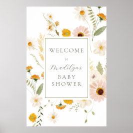 Wildblume Felder Boho Babydusche Begrüßungszeichen Poster