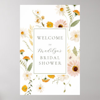 Wildblume Felder Boho Brautparty Begrüßungszeichen Poster