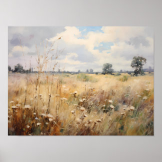 Wildblume Felderlandschaft Ölgemälde Poster