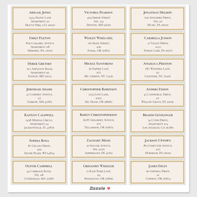 Wildblume Fern Beige Gold Wedding Guest Address Aufkleber (Blatt)