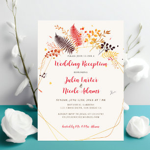 Wildblume Fern Mushroom Foliage Hochzeitsempfang Einladung