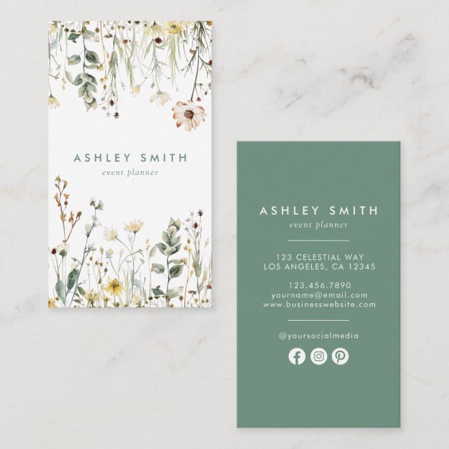 Wildblume Field Social Media Visitenkarte (Vorne/Hinten)