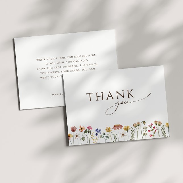 Wildblume Flat Birthday Party Dankeskarte (Von Creator hochgeladen)