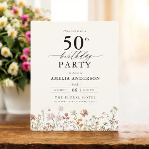 Wildblume Floral 50. Geburtstag Einladung