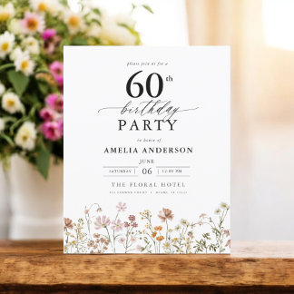 Wildblume Floral 60. Geburtstag Einladung