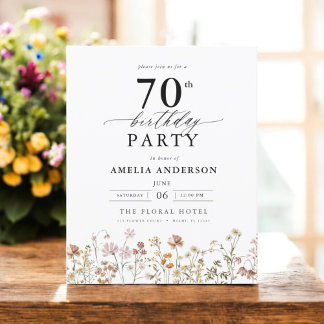Wildblume Floral 70. Geburtstag Einladung