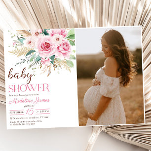 Wildblume Floral Baby Dusche Foto Einladung
