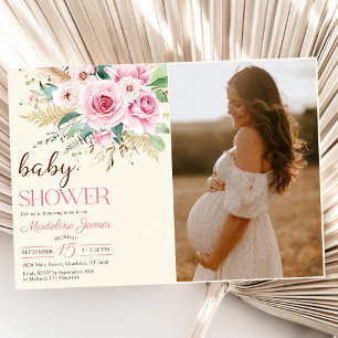 Wildblume Floral Baby Dusche Foto Einladung