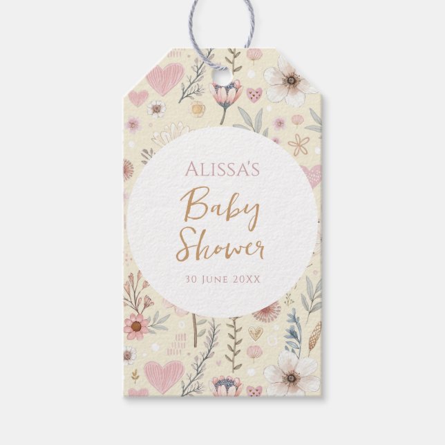Wildblume Floral Baby Dusche Gefallen Geschenkanhänger (Vorderseite)