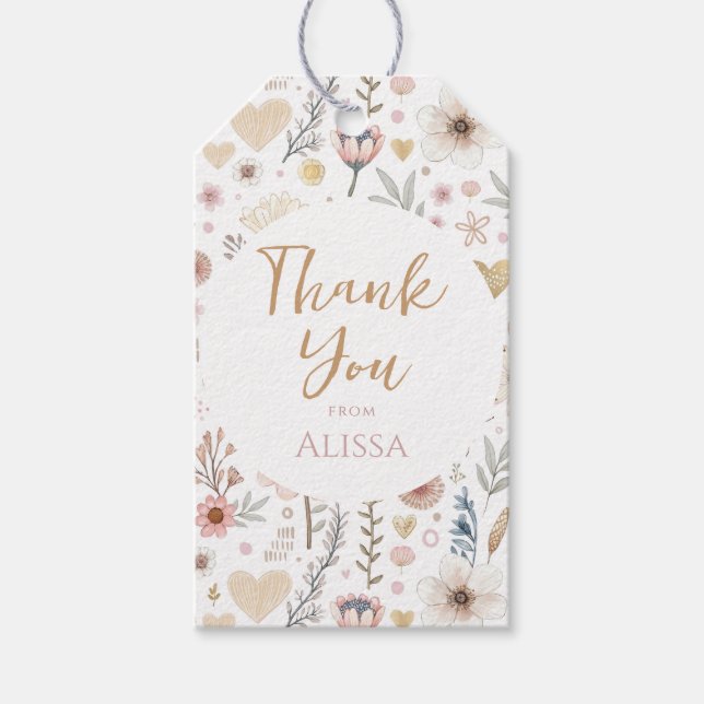 Wildblume Floral Baby Dusche Gefallen Geschenkanhänger (Vorderseite)