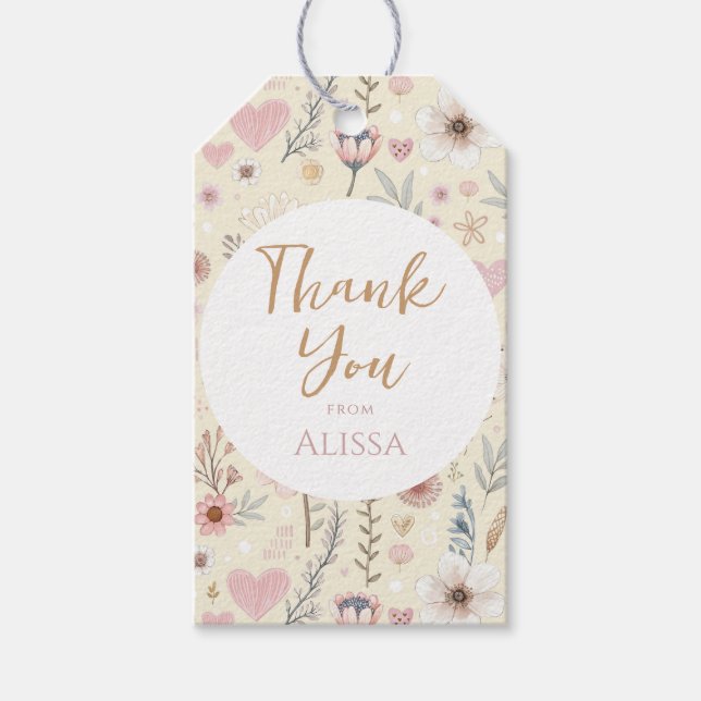 Wildblume Floral Baby Dusche Gefallen Geschenkanhänger (Vorderseite)