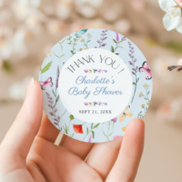 Wildblume Floral Baby Dusche Vielen Dank Runder Aufkleber