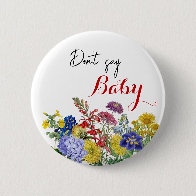 Wildblume Floral Baby Shower Game Sage nicht Baby Button (Vorderseite)