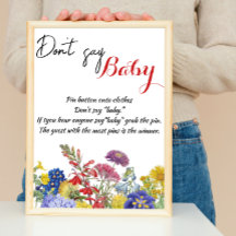 Wildblume Floral Baby Shower Game Sage nicht Baby
