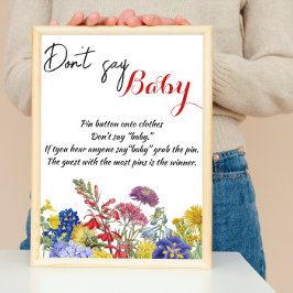Wildblume Floral Baby Shower Game Sage nicht Baby Poster