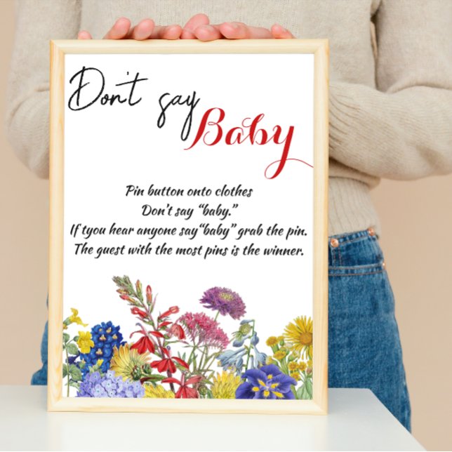 Wildblume Floral Baby Shower Game Sage nicht Baby Poster (Von Creator hochgeladen)