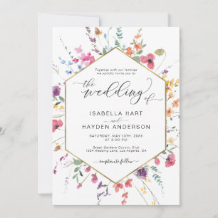 Wildblume Floral Boho Botanical Gold Wedding Invi Einladung