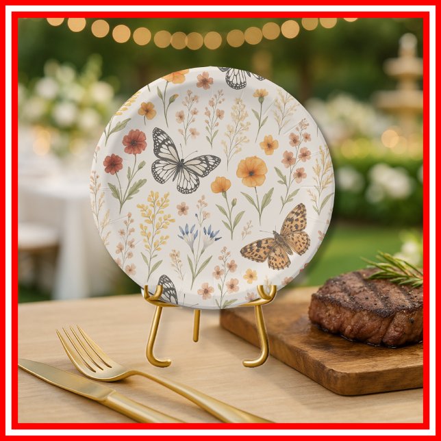 Wildblume Floral Boho Pappteller (Von Creator hochgeladen)