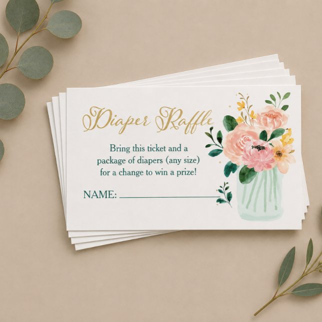 Wildblume Floral Diaper Raffel Ticket Begleitkarte (Wildflower Diaper Raffle Cards)