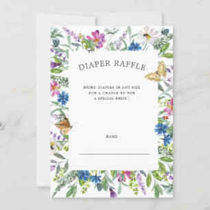 Wildblume Floral Diaper Raffle Ticket Einladung