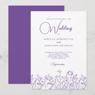 Wildblume Floral Elegant Lilac Wedding Einladung