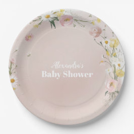 Wildblume Floral Frame Babydusche Pappteller