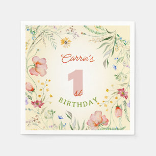 Wildblume Floral Girl's 1. Geburtstag Serviette