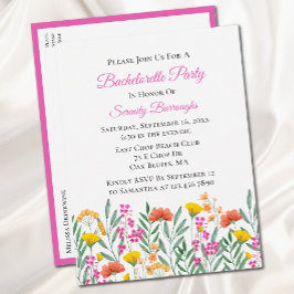 Wildblume Floral Junggeselinnen-Abschied Einladungspostkarte