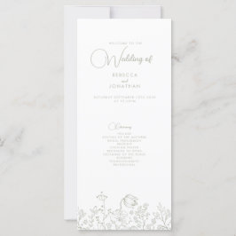 Wildblume Floral Sage Green Wedding Programm