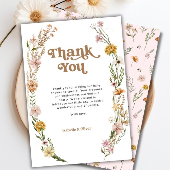Wildblume floral Vielen Dank Karte (Wildflower Floral Thank You Card)