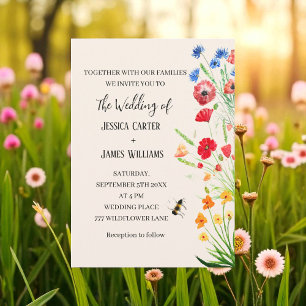 Wildblume Floral Watercolor Boho Rustikale Hochzei Einladung