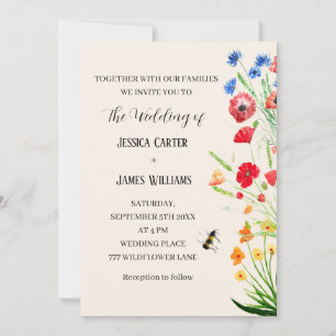 Wildblume Floral Watercolor Boho Rustikale Hochzei Einladung