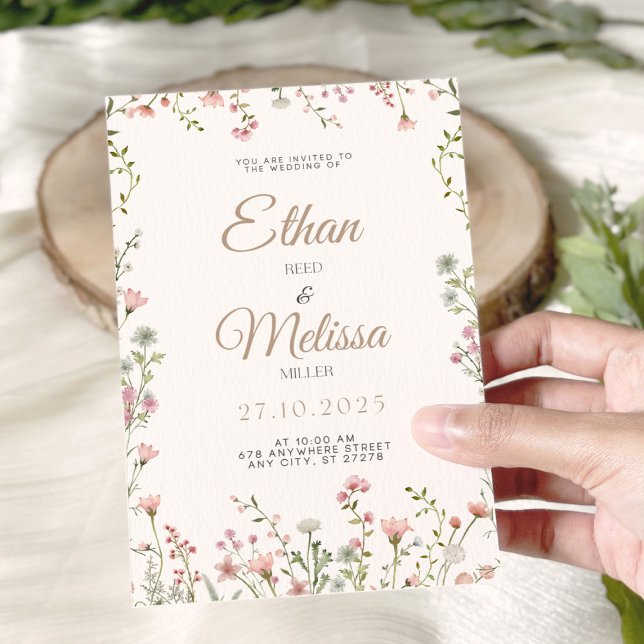 Wildblume Floral Wedding Einladung (Editable Wedding Invitation Template-Wildflower Design)