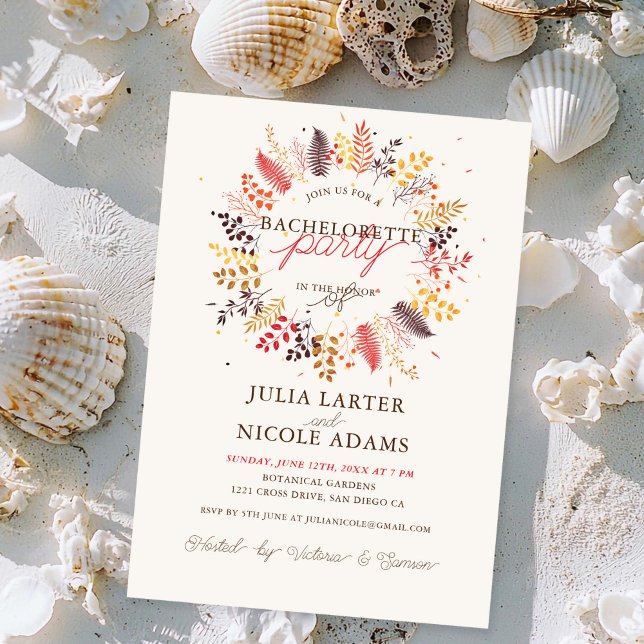 Wildblume Forest Fern Mushroom Junggeselinnen-Absc Einladung (Von Creator hochgeladen)