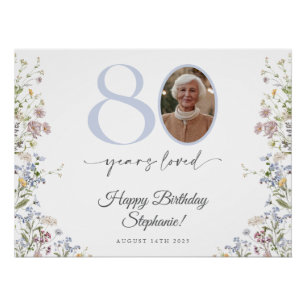 Wildblume Foto 80. Geburtstag Begrüßungszeichen Poster