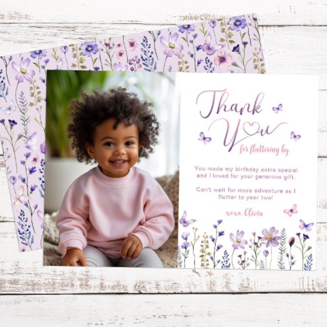 Wildblume Foto Geburtstag Danke Karte (Photo Thank You Card)