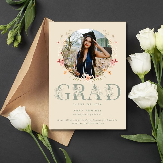 Wildblume Foto Girl Abschluss Ankündigung (Wildflower Photo Girl Graduation Announcement)