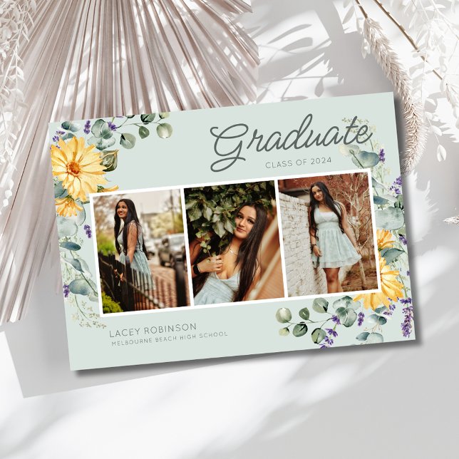 Wildblume Foto Girl High School Graduation Party Einladung (Wildflower Photo Girl High School Graduation Party Invitation)