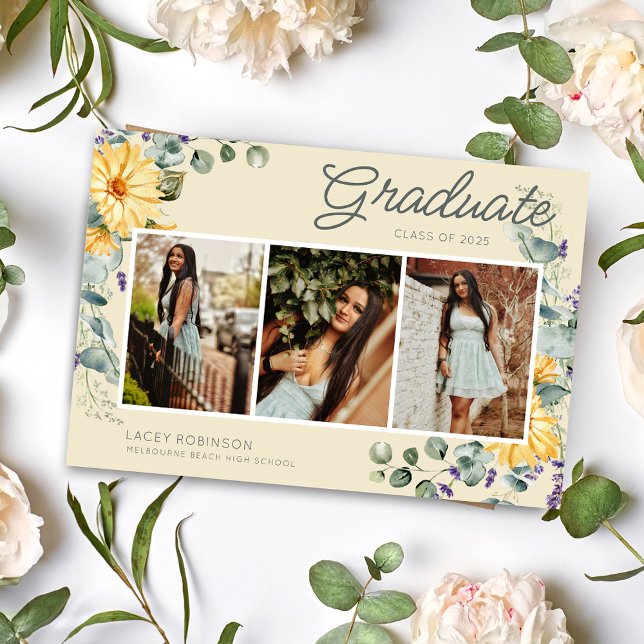 Wildblume Foto Girl High School Graduation Party Einladung (Wildflower Photo Girl High School Graduation Party Invitation)