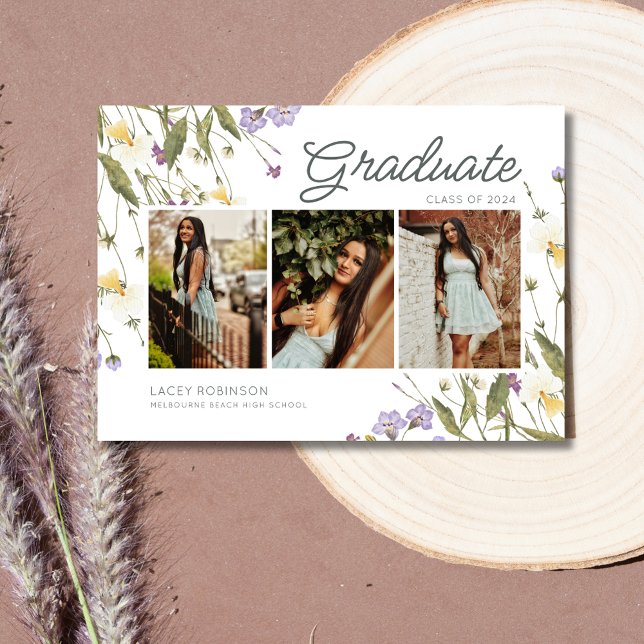 Wildblume Foto High School Graduation Party Einladung (Wildflower Photo High School Graduation Party Invitation)