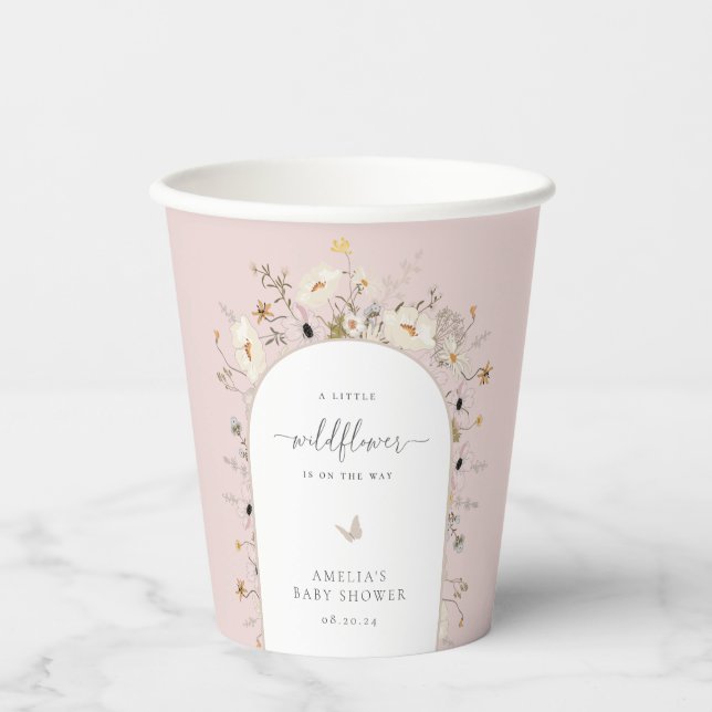 Wildblume Frame Baby Dusche Pappbecher (Vorderseite)