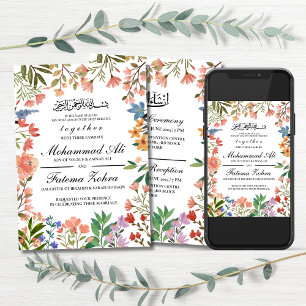Wildblume Frame Muslim Wedding Nikah Walima Einladung