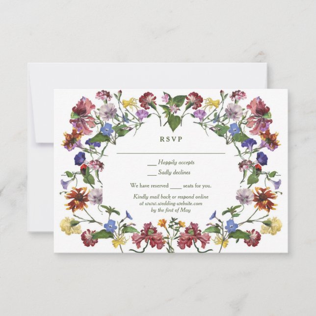 Wildblume Frame Rustic Boho Wedding RSVP (Vorderseite)