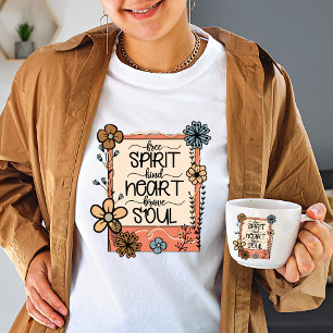 Wildblume-freies Spirit Kind Herz Braves Soul T-Shirt